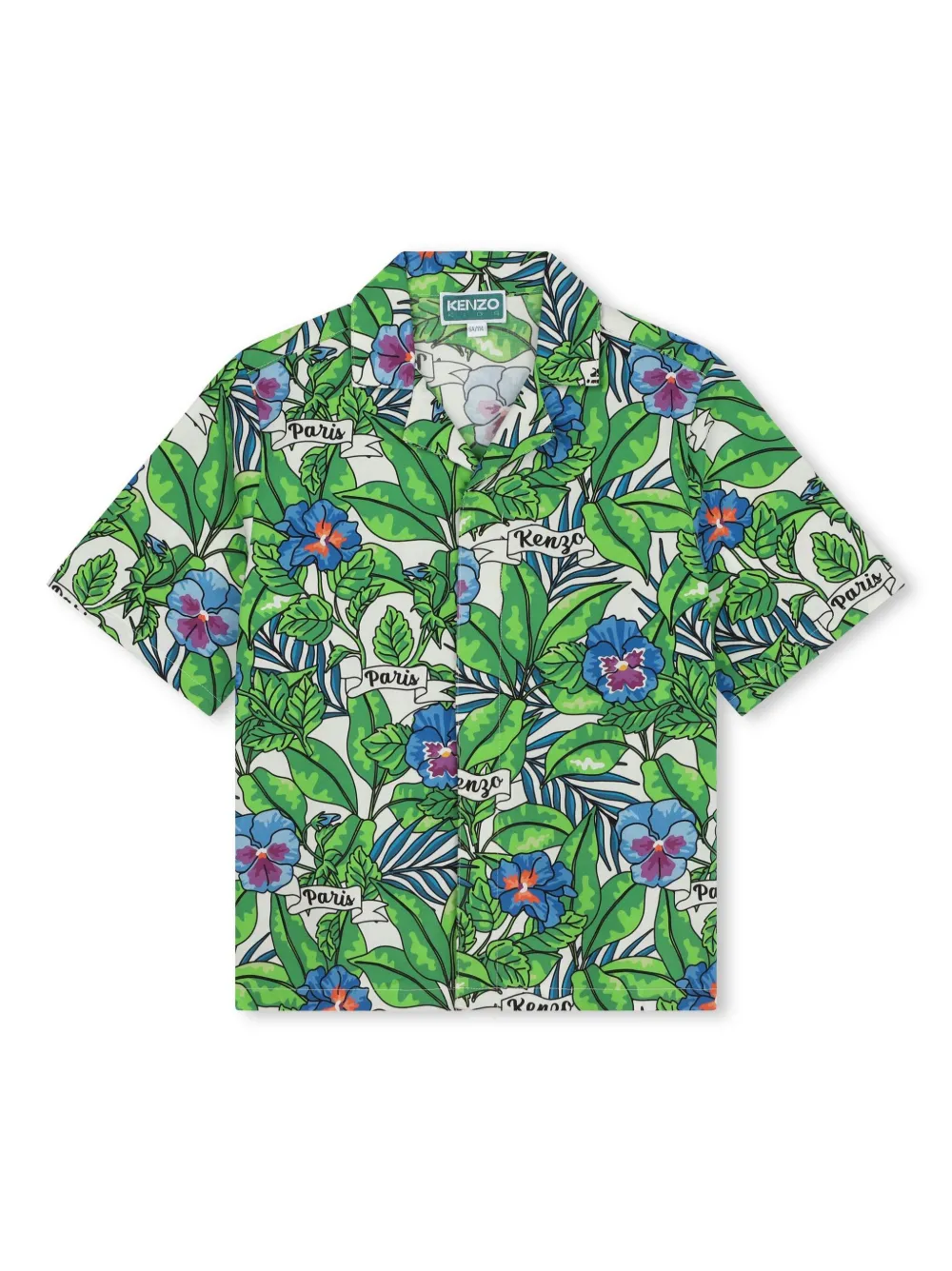 

Рубашка с цветочным принтом Kenzo Kids, зеленый