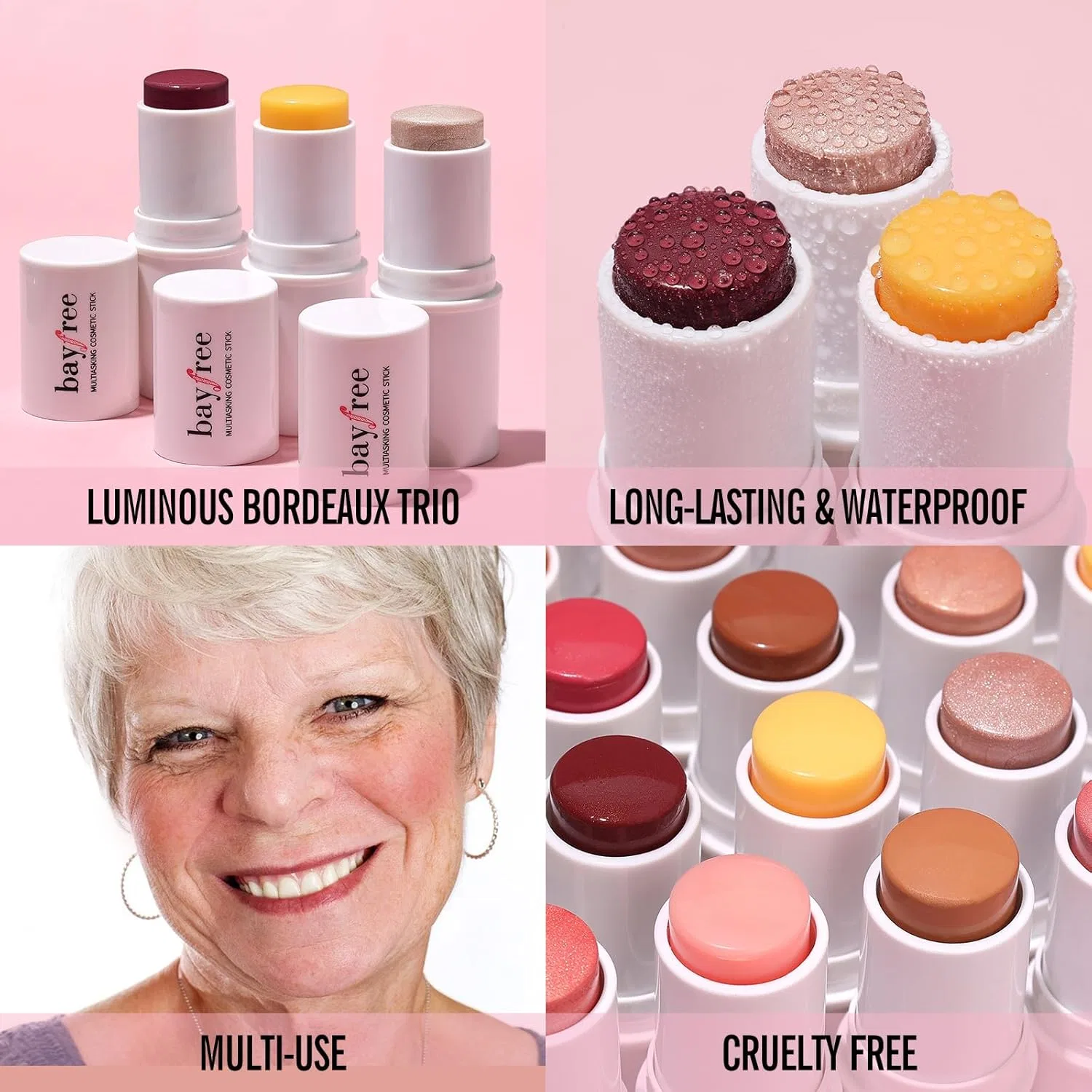 Многофункциональный стик KIMUSE Cream Blush Stick для румян, хайлайтера и контуринга (Luminous Bordeaux Trio) Kimuse, Luminous Bordeaux Trio — фото 2