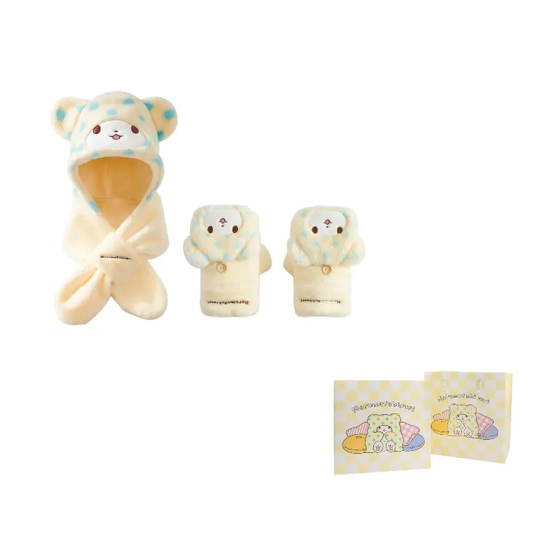 

Sanrio Полиэстеровые вязаные перчатки женские, Blanket Bear Glove+Hoods & Plush Hats