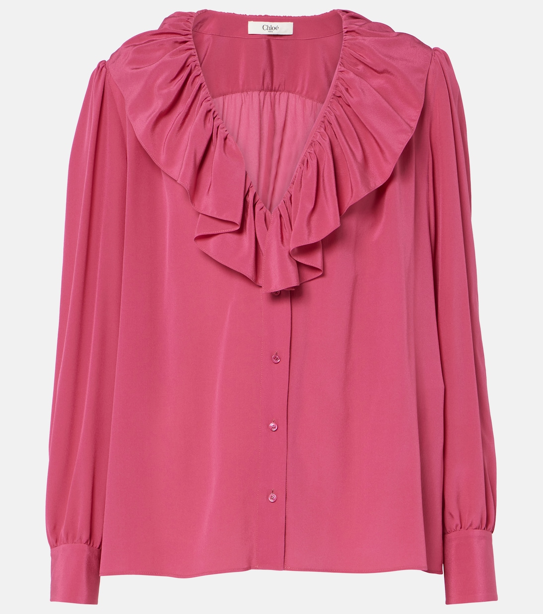 

Шелковая блузка с оборками Chloé, Divine Red