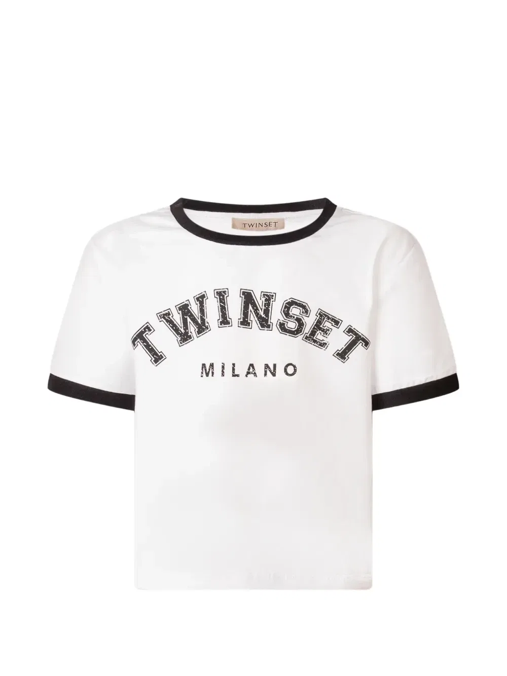 Футболка-рингер с логотипом Twinset Kids, белый