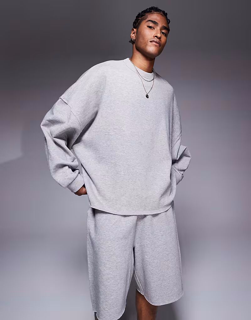 

Свитшот ASOS DESIGN coord extreme oversize с необработанным краем серого меланжевого цвета