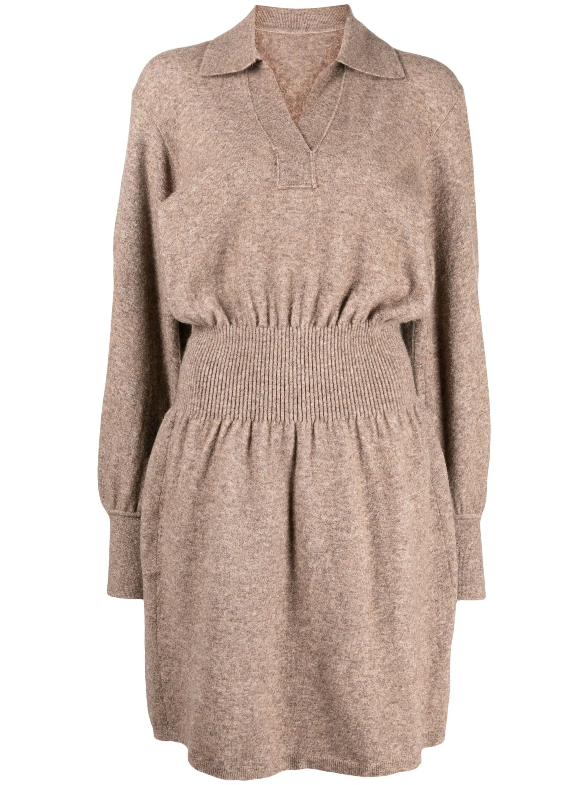 

Трикотажное платье миди с отделкой в рубчик Jnby, миндальный