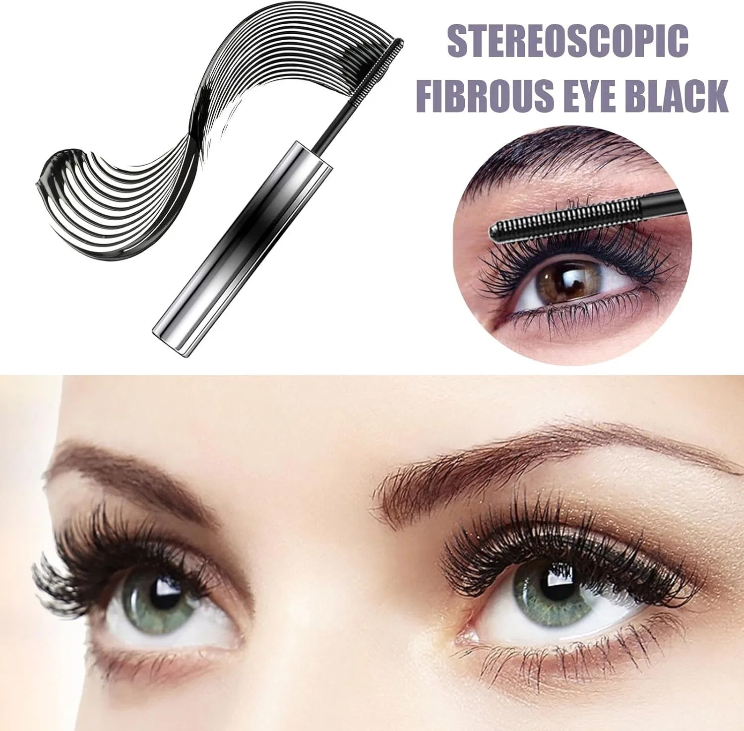 Набор из 3 водостойких тушей для ресниц Iron Eye с металлической щеточкой Generic, Black — фото 4