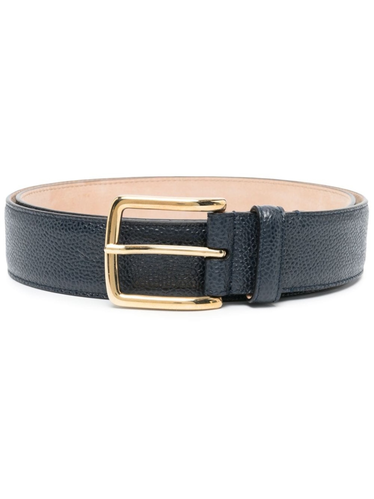 

Thom Browne 4-Bar stripe pebbled leather belt, синий