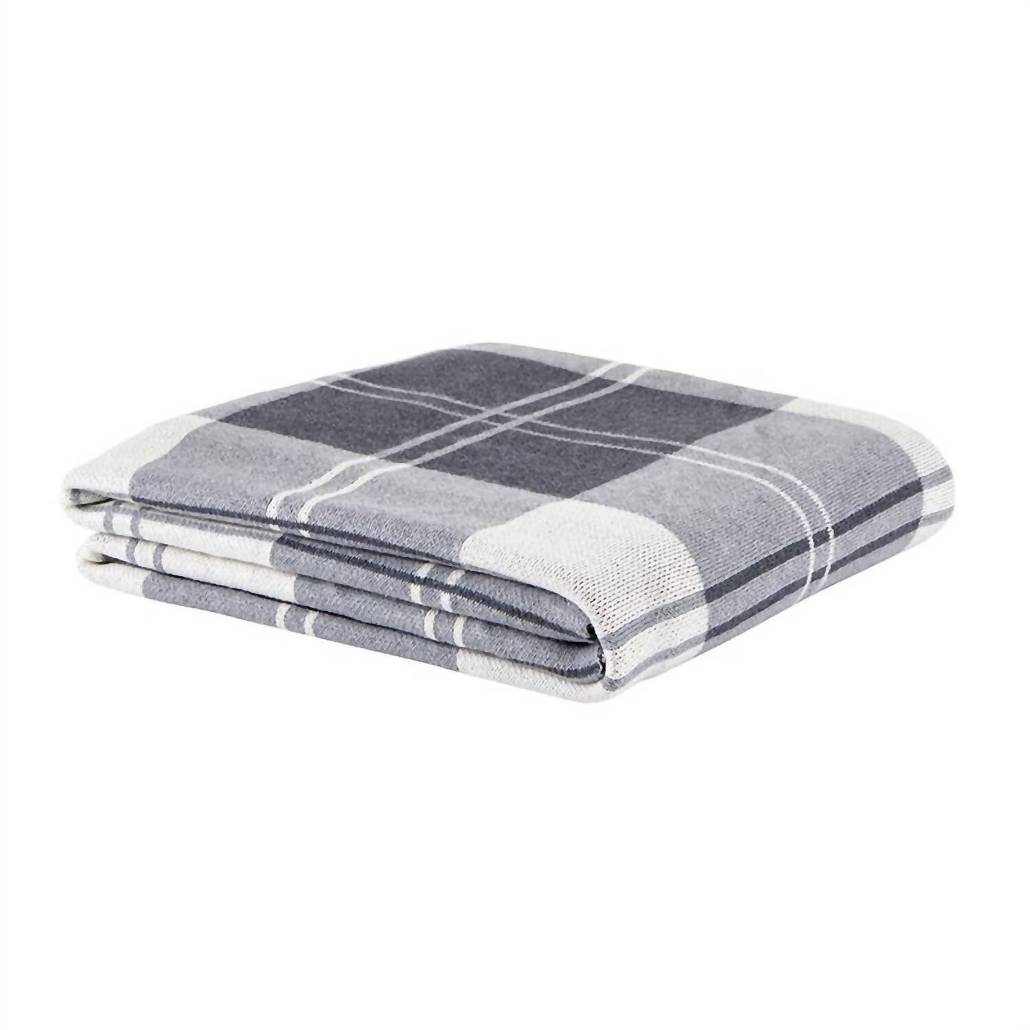 

Простое вязаное плед в темно-серую клетку 47th & Main, цвет Charcoal Plaid
