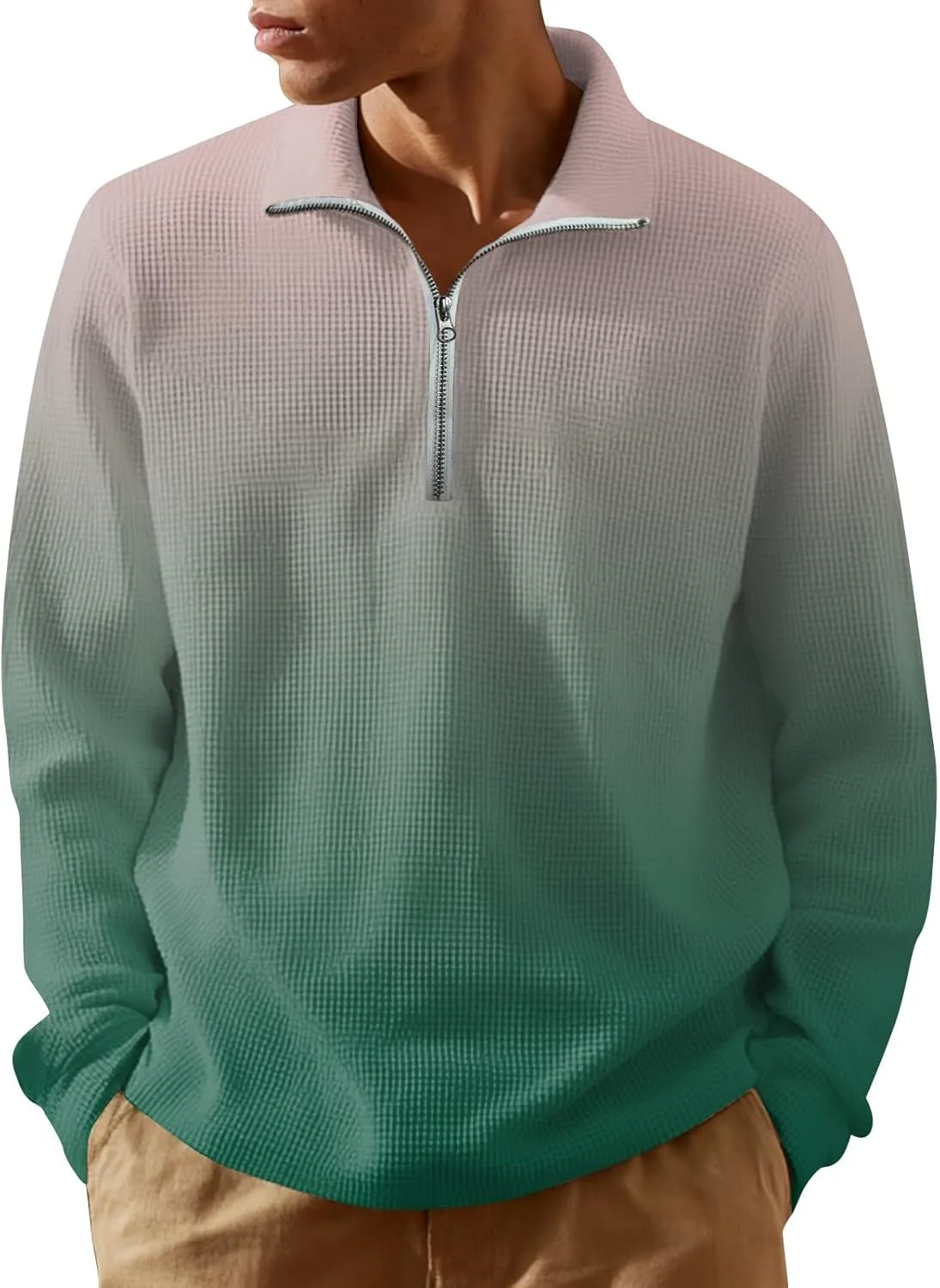 

Ymosrh Мужская футболка-поло с градиентом и длинным рукавом, M-3XL