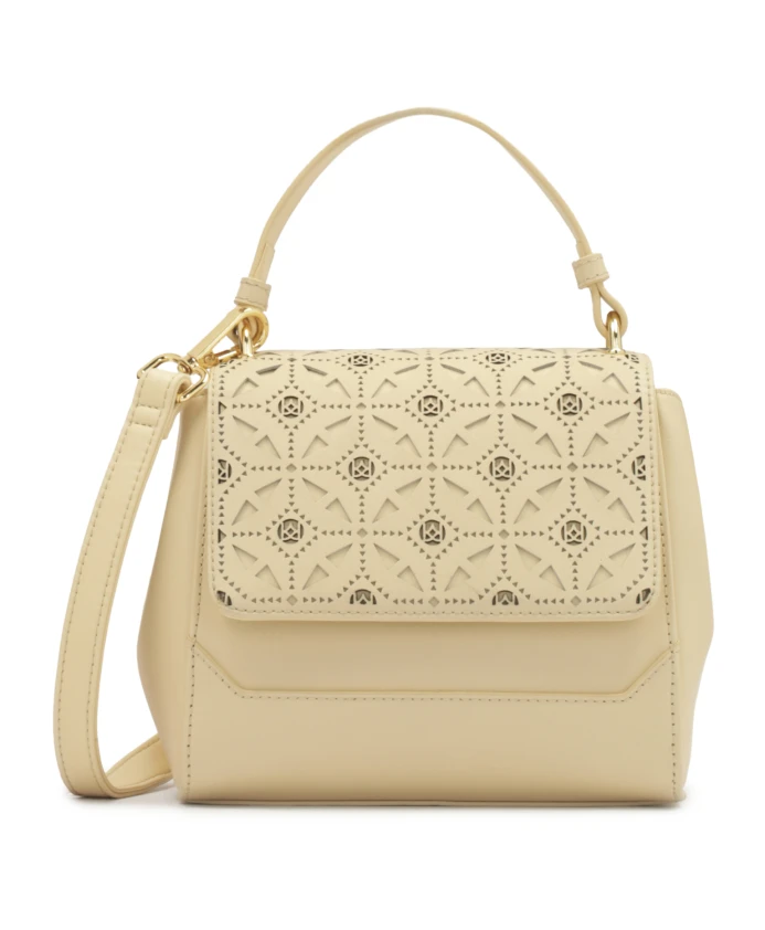 

Сумочка с клапаном, украшенным перфорированным узором. Kazar, бежевый