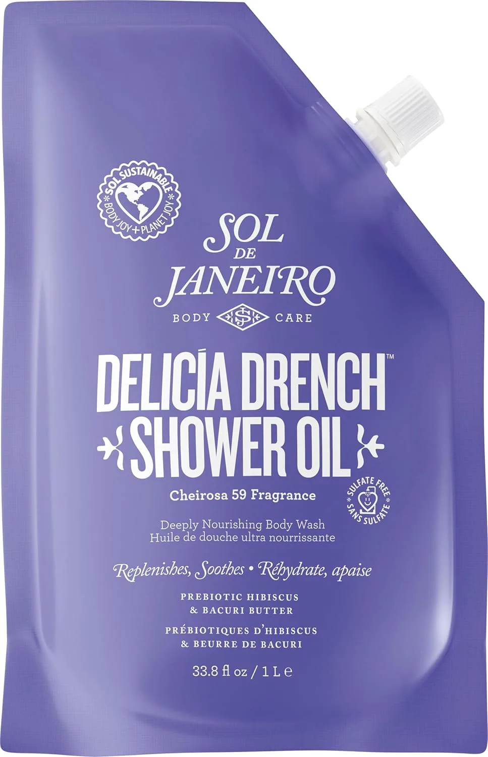 Масло для душа Sol de Janeiro Delicia Drench | Глубоко питательный гель для душа 1 литр (сменный блок)