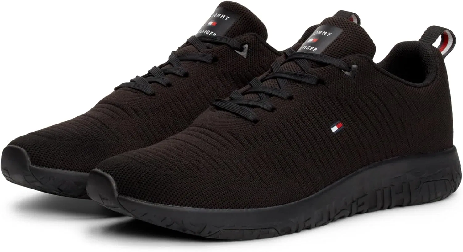 Мужские кроссовки Tommy Hilfiger Runner, спортивная обувь с ребристым плетением в корпоративном стиле, Black — фото 4
