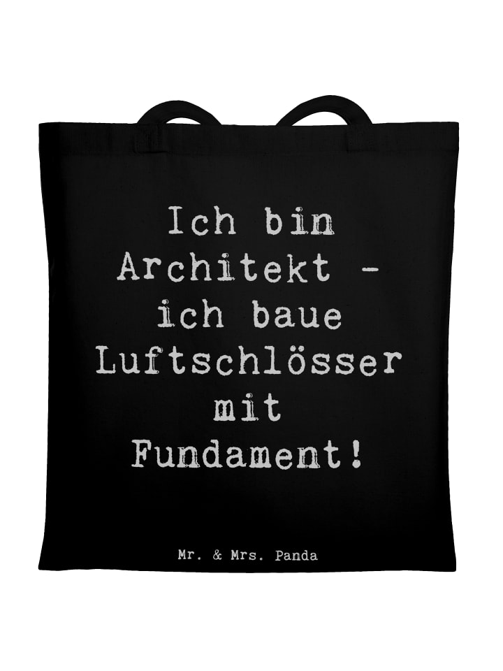 

Сумка через плечо с надписью Архитектор возводит воздушные замки... черного цвета Mr. & Mrs. Panda