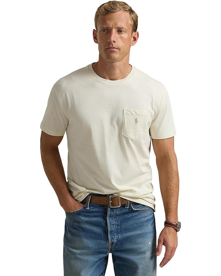 

Футболка Polo Ralph Lauren Short Sleeve Solid Pocket Tee - Classic, цвет Parchment Cream