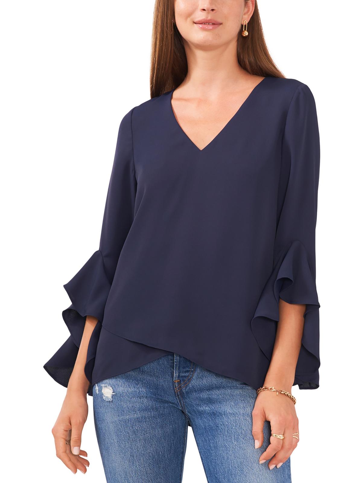 

Женская шифоновая блузка с V-образным вырезом Vince Camuto, цвет classic navy