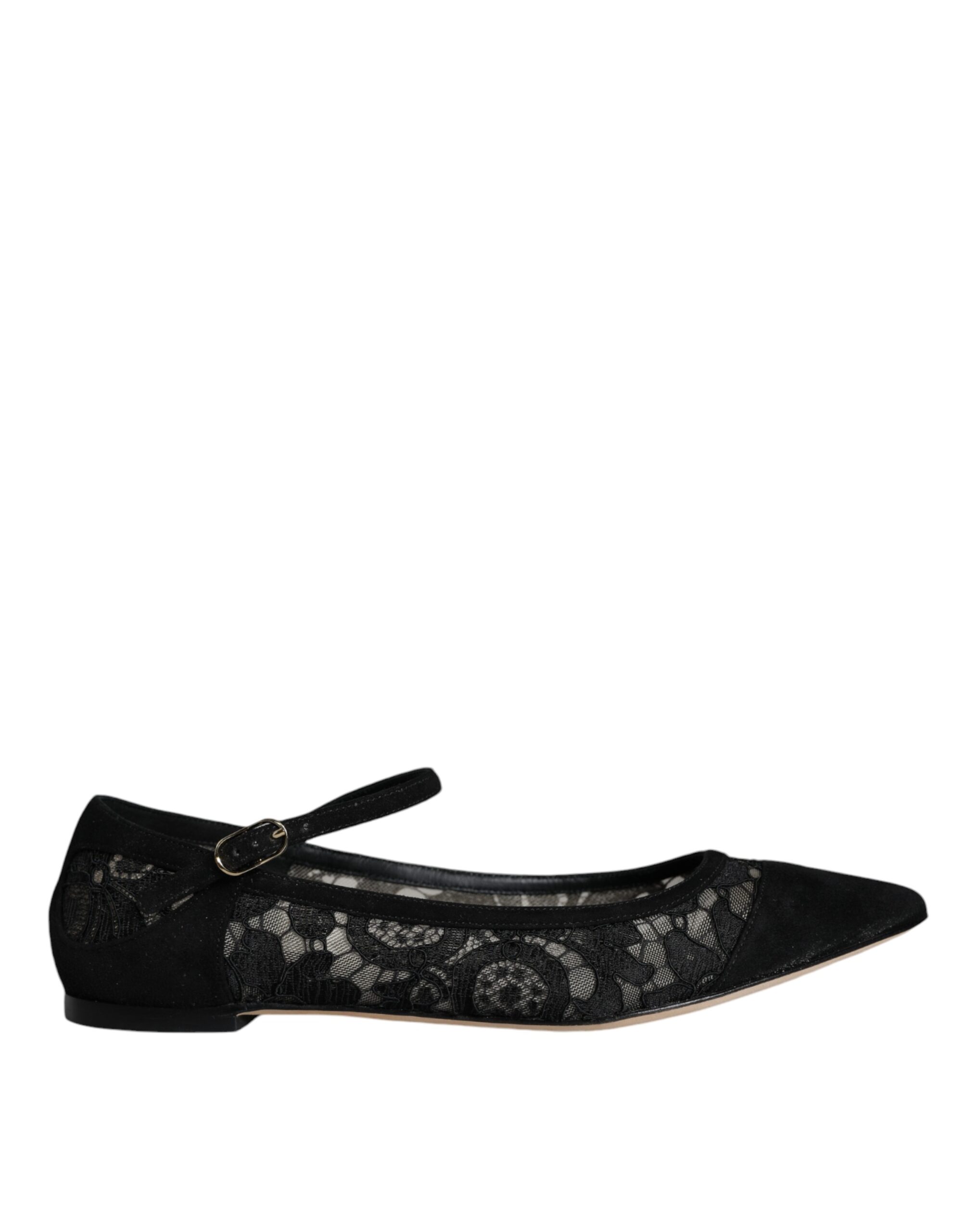 Черные туфли-лодочки Taormina Lace Bellucci Flats Dolce & Gabbana