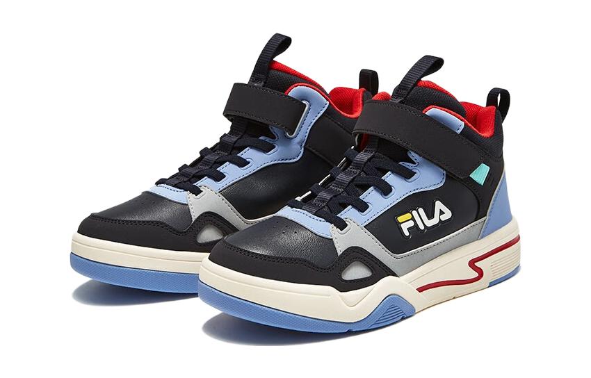 Антискользящие износостойкие детские скейтерские кроссовки Legend Blue Silver Gray FILA KIDS — фото 2