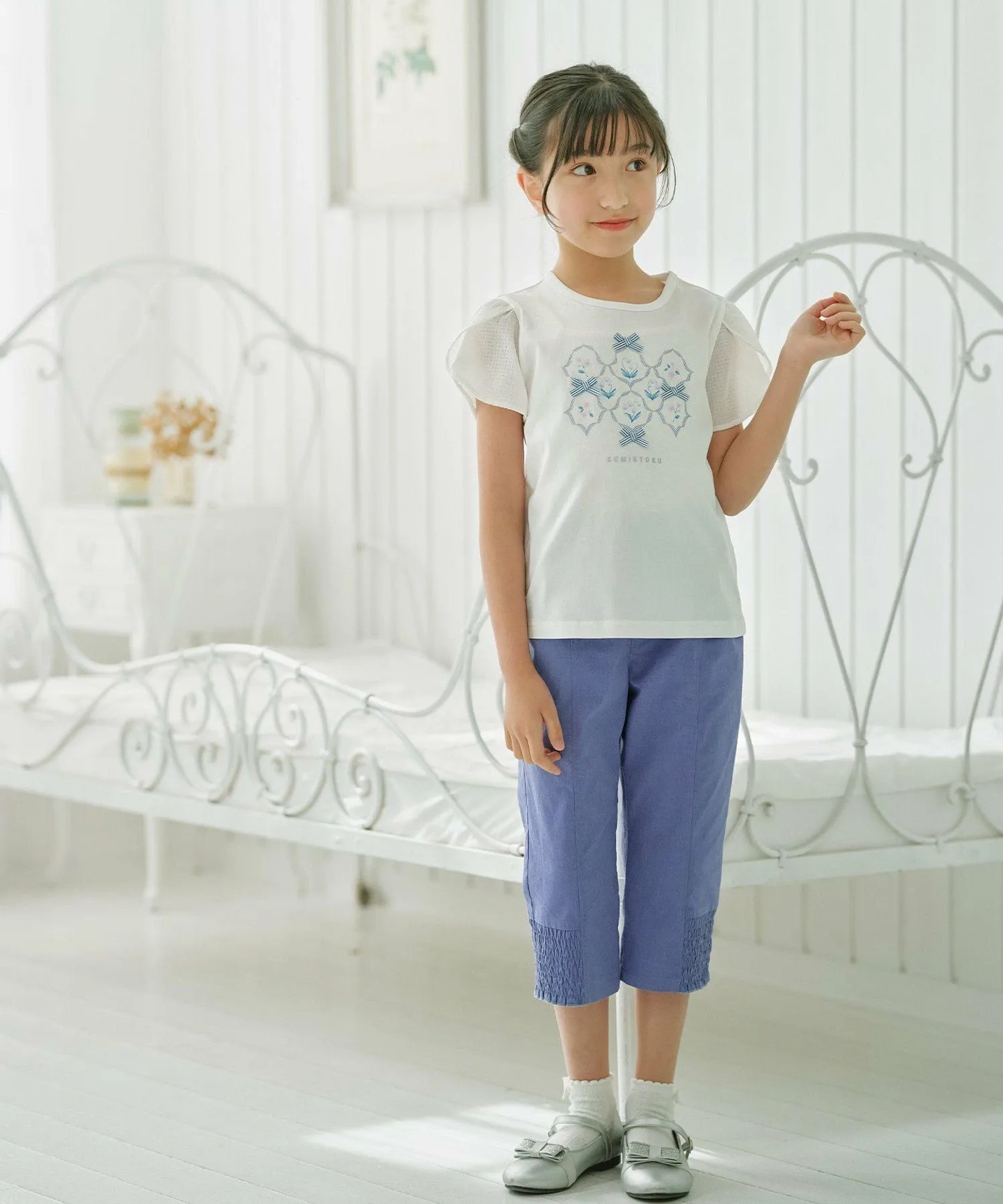 Футболка с принтом ландышей [150-160 см] Kids Suite, Off-white [002] — фото 2