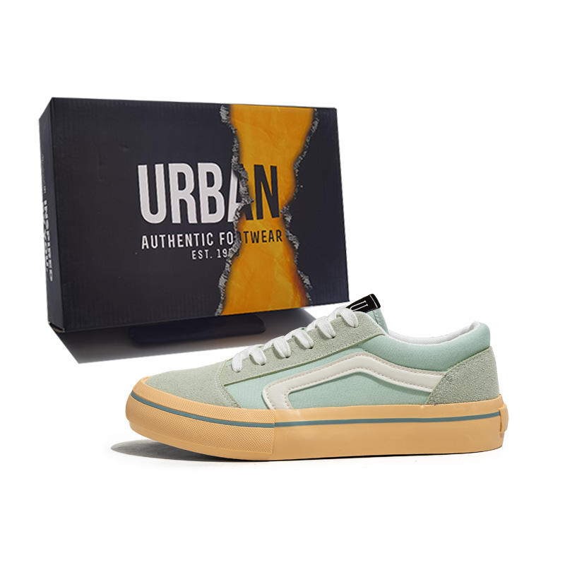 

URBAN AUTHENTIC Антискользящие износостойкие низкие скейтерские кроссовки мужские зеленые, цвет Green
