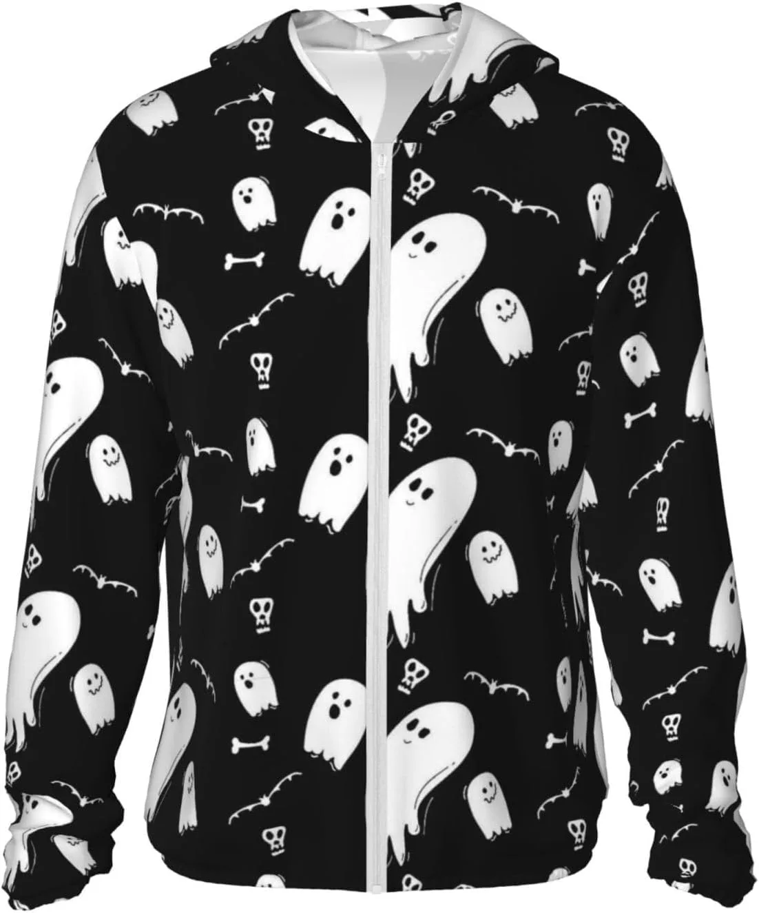 Толстовка Ghost Halloween с защитой от солнца, длинный рукав, легкая спортивная одежда с молнией для мужчин и женщин