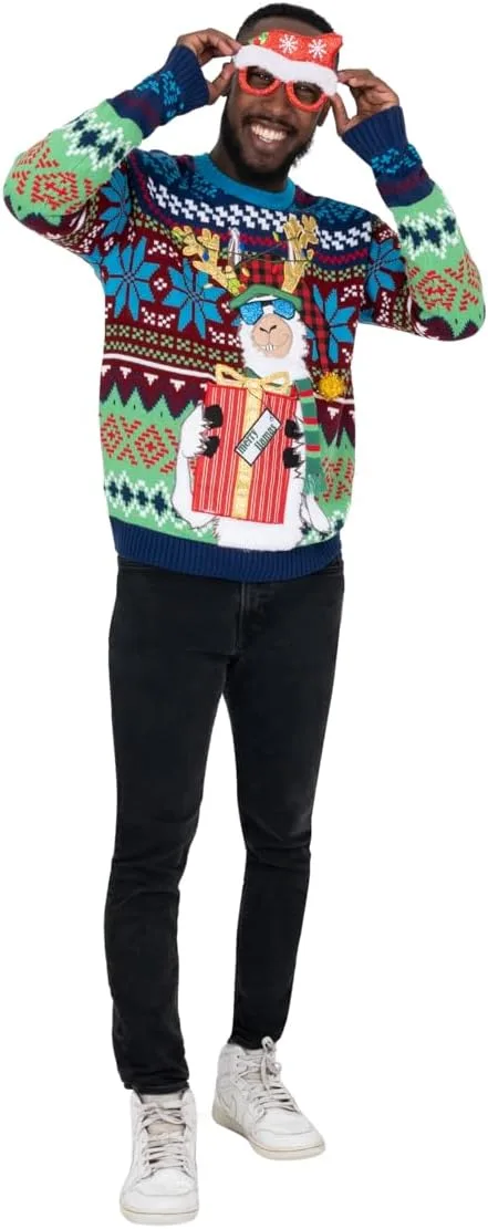 

Свитер Blizzard Bay с карманом для напитка и принтом "Merry Llamas"