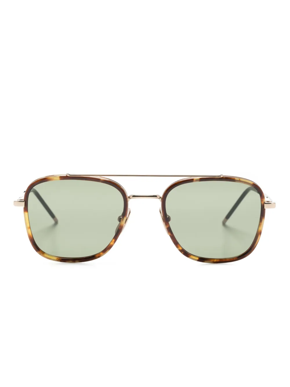 

Солнцезащитные очки-пилоты в оправе черепаховой расцветки Thom Browne Eyewear, коричневый