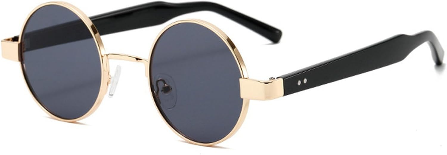 

Ретро круглые солнцезащитные очки для мужчин и женщин, винтажные модные круглые солнцезащитные очки в стиле металл-панк, защита от УФ-излучения UV400 mincl, Gold Black