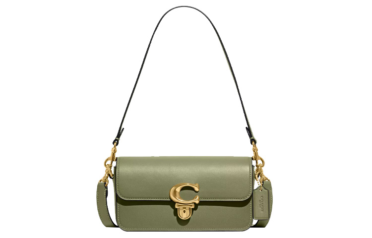 

Сумка через плечо Studio Glove из дублёной кожи, переносная, женская, цвет brass и moss COACH, Set (Bag+Dust Bag)