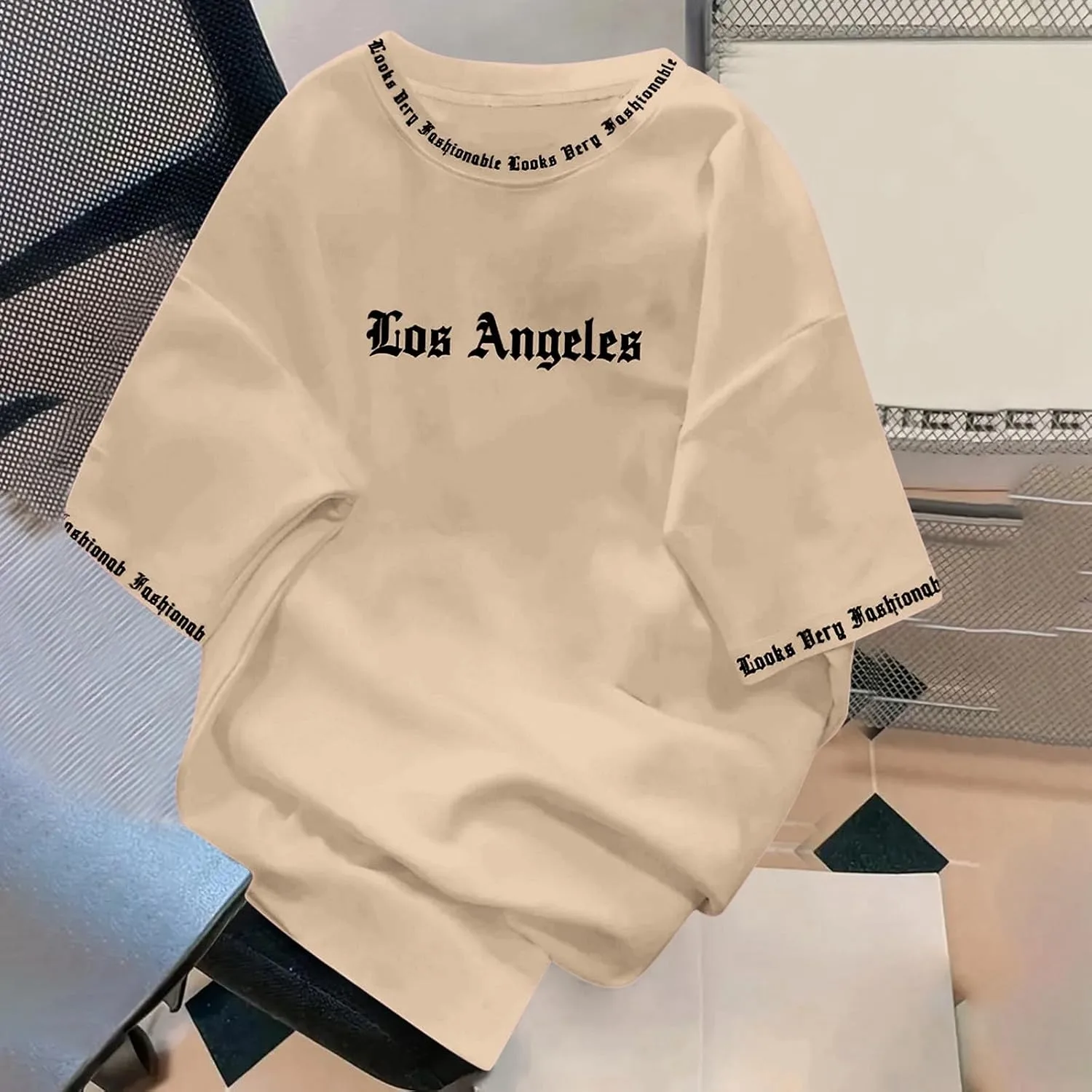 Футболка Casual с коротким рукавом и принтом Alphabet, Crew Neck, Regular Fit — фото 2