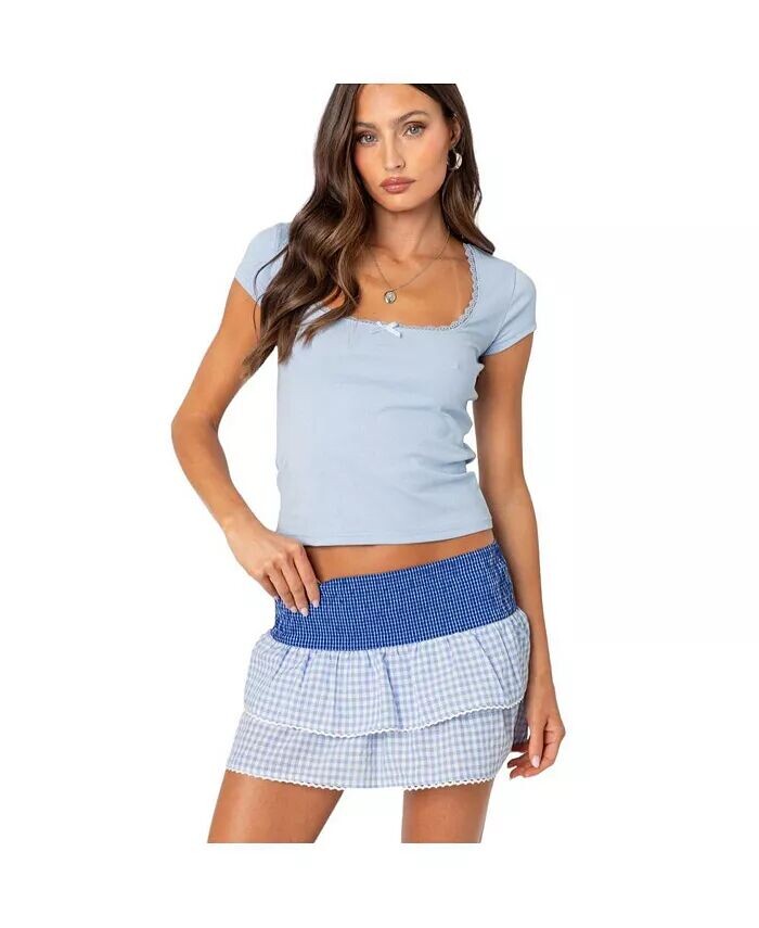 

Женская футболка Priscilla с кружевной отделкой Edikted, синий