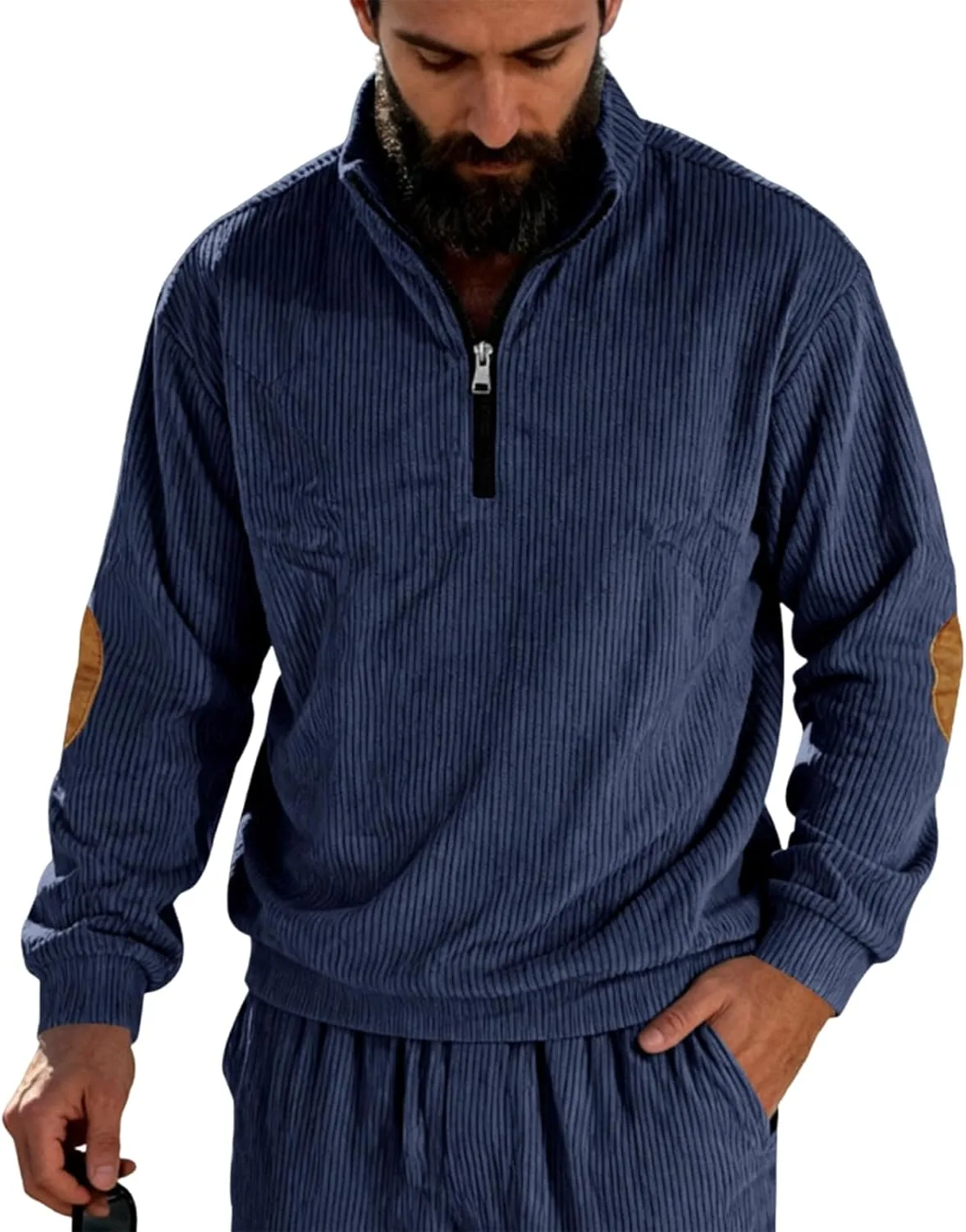 

Мужской свитшот с воротником стойкой и длинными рукавами