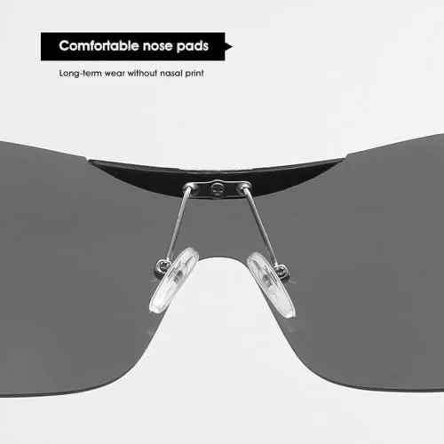 

Женские солнцезащитные очки без оправы, модель 2027 года, унисекс, большие, модные, без оправы, стильные солнцезащитные очки-щитки MTZJH, Gold-double Grey