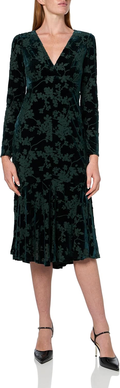 

Женское платье миди Tommy Hilfiger с длинными рукавами и V-образным вырезом, облегающее и расклешенное, Cypress