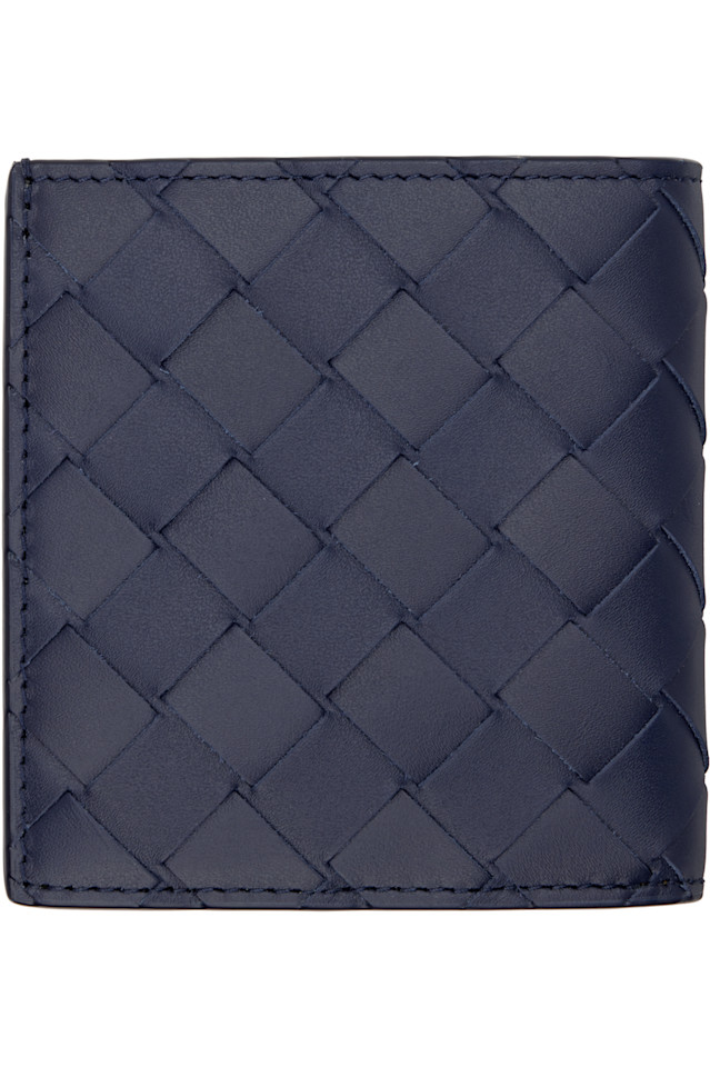 Bottega Veneta Тонкий складной кошелек Navy intrecciato — фото 2