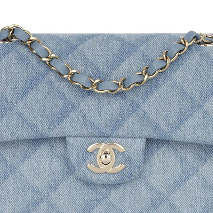 CHANEL Классический клатч CF Denim, наплечная сумка Trumpets, женская, Light Blue — фото 2