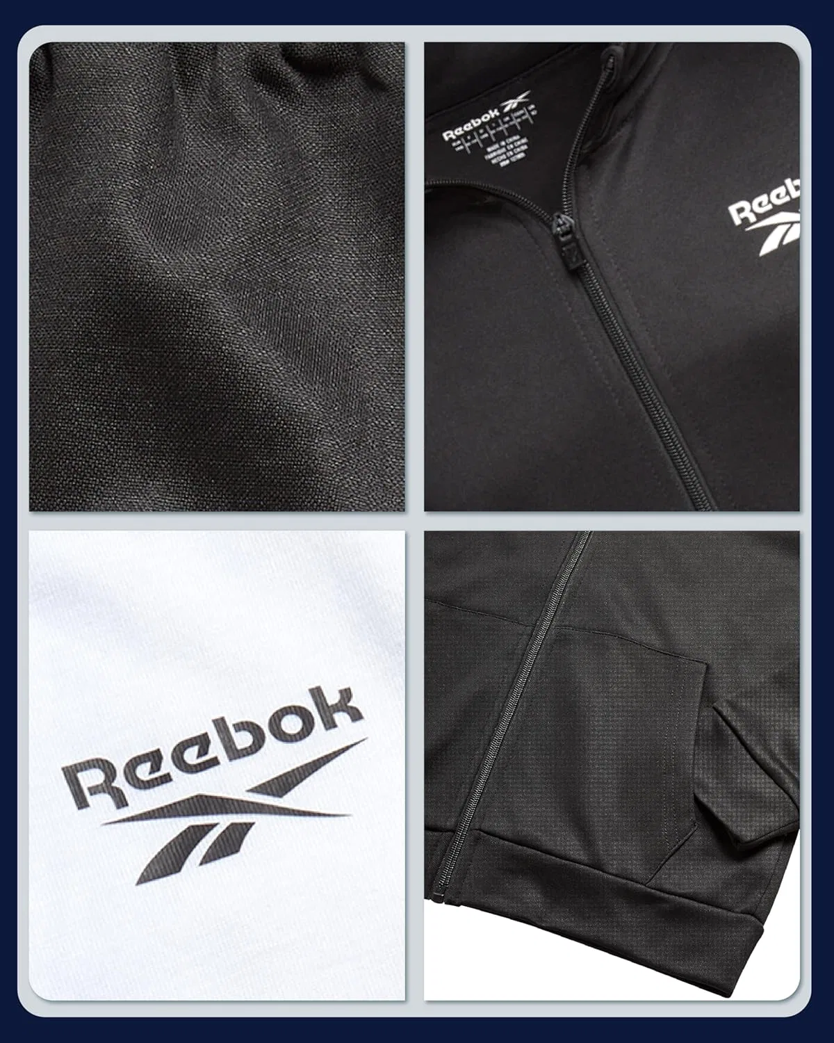 Детский спортивный костюм Reebok, 3 предмета: куртка, футболка, штаны, Black/White — фото 3