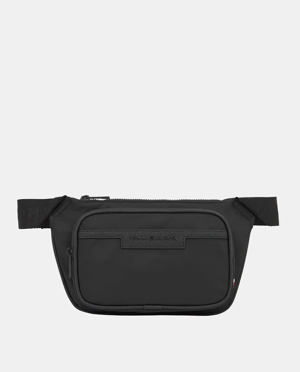

Мужская сумка на пояс из переработанного полиэстера с логотипом спереди Tommy Hilfiger, черный