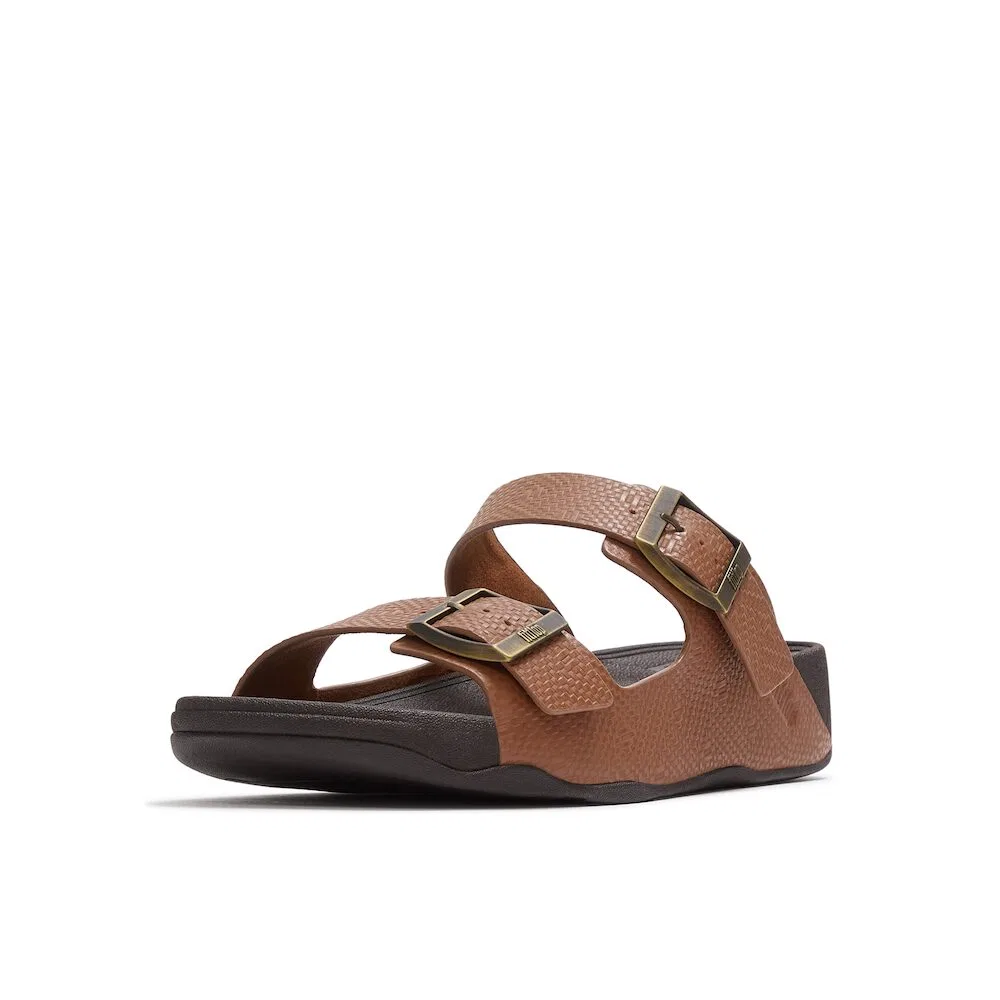 Мужские слайды Gogh Mock с тиснёной кожей и пряжкой цвета Deep Tan от Fitflop — фото 4