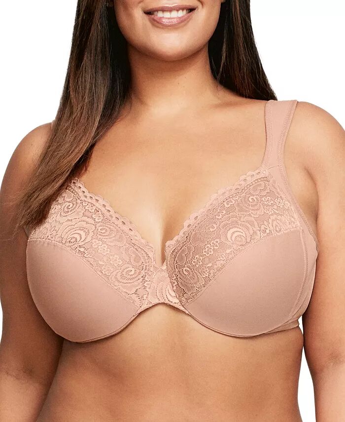 

Женский бюстгальтер Wonderwire Back Close Bra 1240 для полных женщин больших размеров Glamorise, коричневый