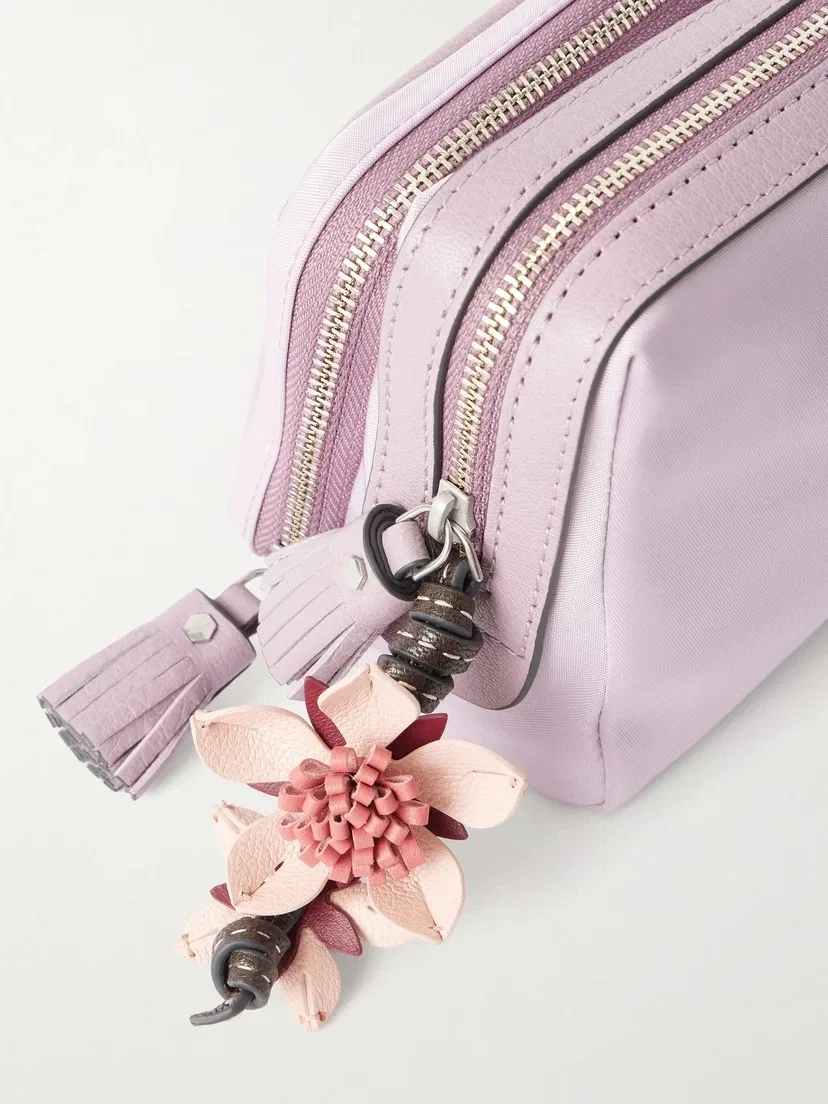 Косметичка из ракушечника с отделкой из кожи и принтом «Цветы сакуры» Anya Hindmarch, фиолетовый — фото 3
