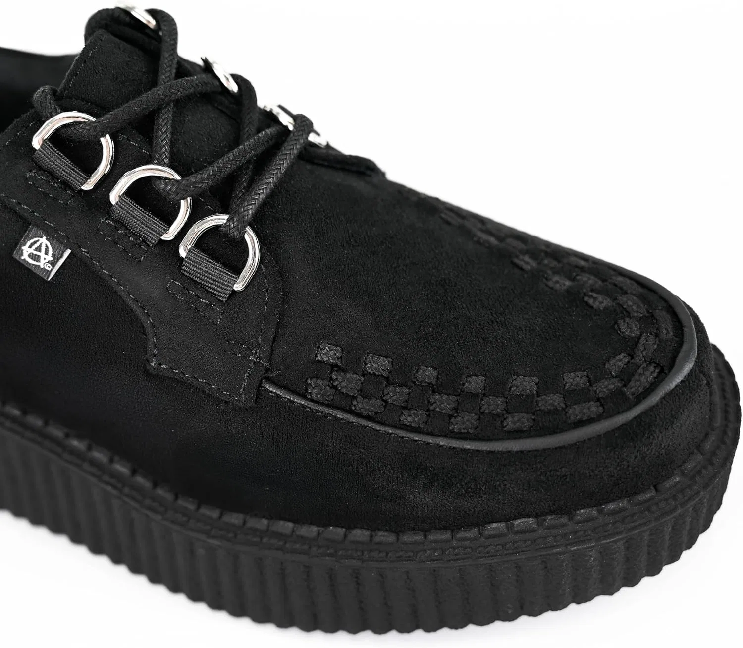 Туфли T.U.K. Anarchic Creeper - Shoes for Men and Women - Punk, Gothic and Rocker Shoes - Lace-up Shoes, Vegan Suede Black — фото 4