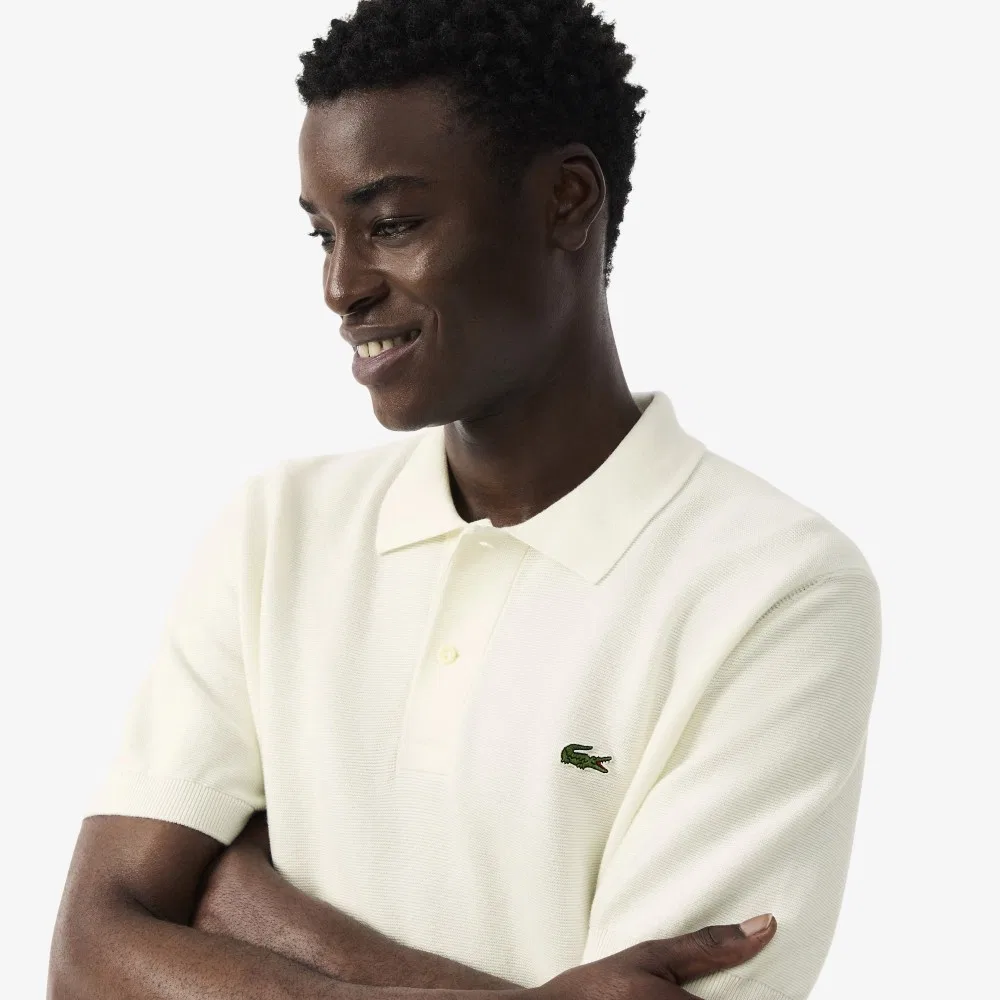 Мужской свитер-поло Links Links с коротким рукавом молочно-белый от Lacoste — фото 2