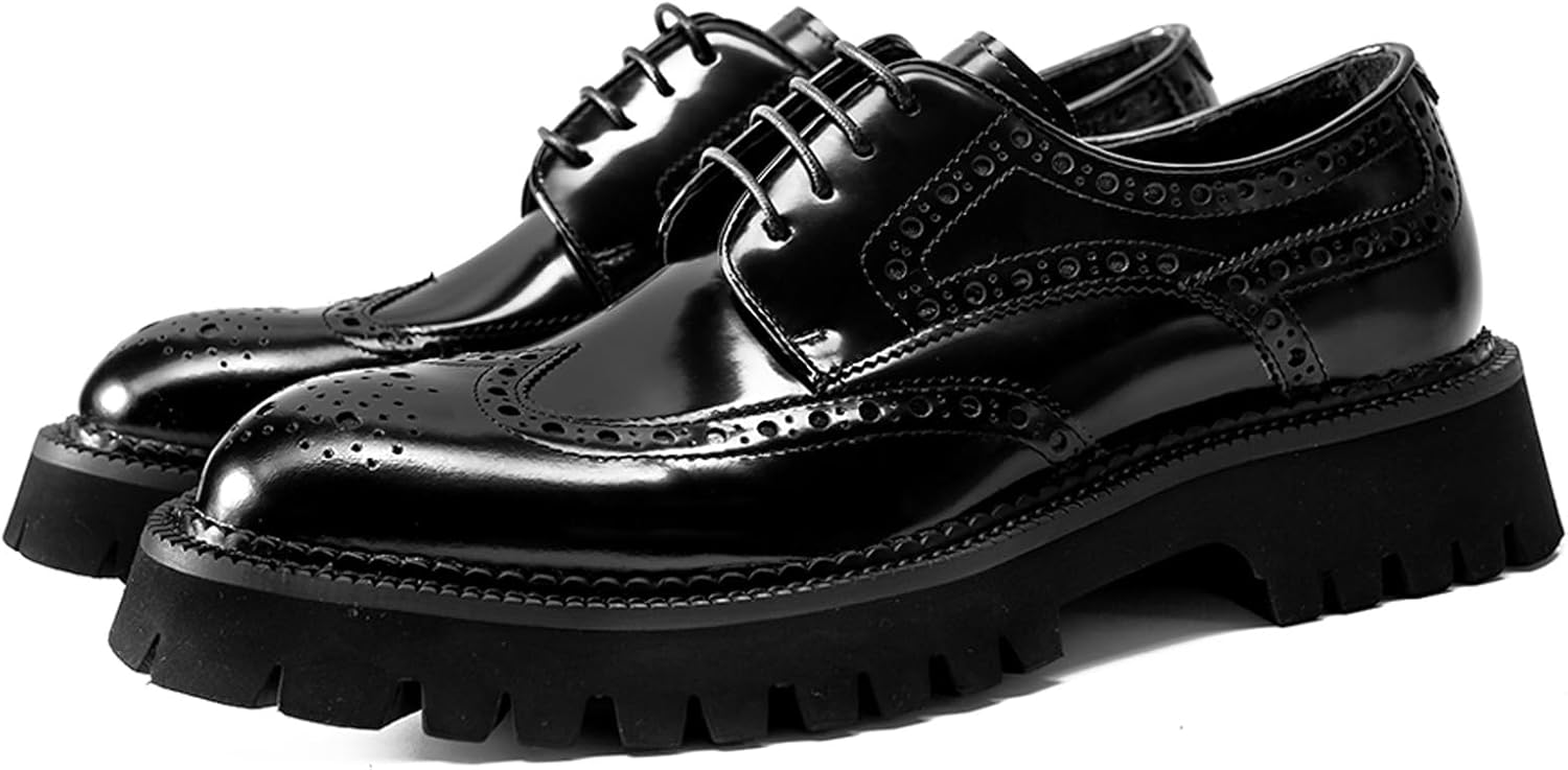 Мужские туфли с крыльями Wingtip Full Brogue Derby - повседневные и классические туфли из натуральной кожи с подошвой Commando - подкладка из свиной кожи - стандартная посадка 573-A8 Windhana, черный — фото 4