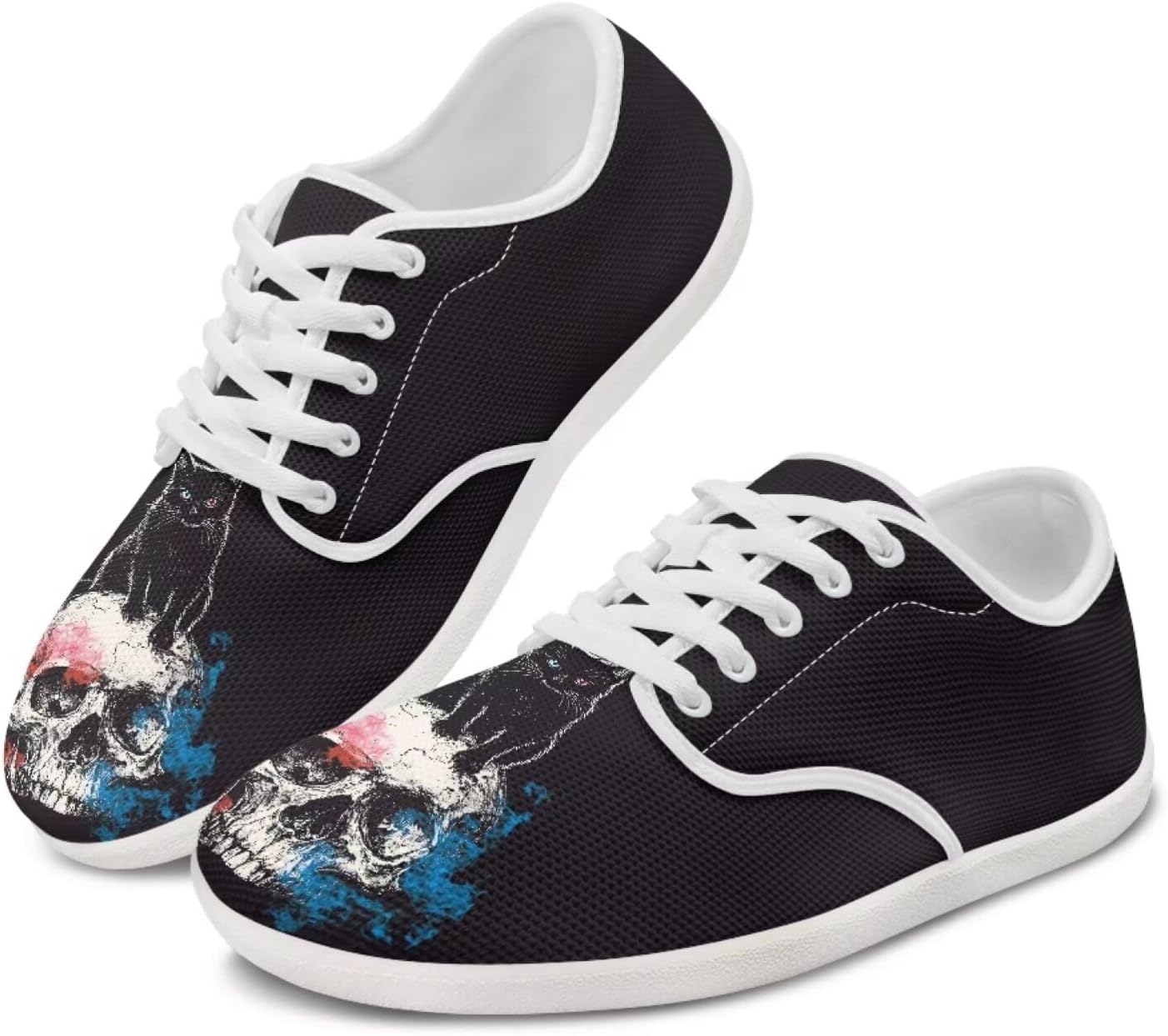 

Женские рабочее кроссовки с черепом широкой ширины теннисные кроссовки для ходьбы на плоских днях рождения спортивные кроссовки Ecaestolph, черный/красный/синий