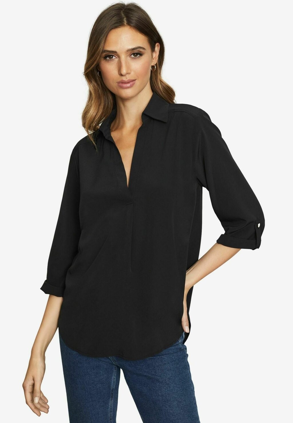 

Блуза V NECK 3/4 SLEEVE COLLARED REGULAR FIT Lipsy, черный