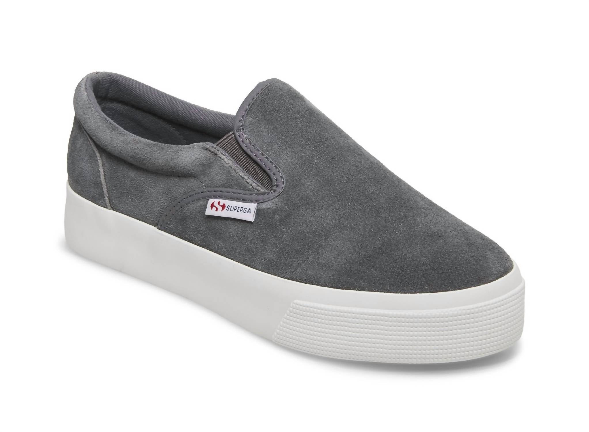 Женские серые замшевые слипоны Superga, серый
