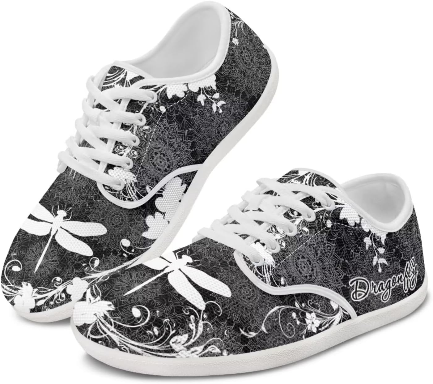 

Кроссовки с широким носком для мужчин и женщин, с животным принтом, для ходьбы, с нулевым перепадом и минималистичным дизайном Pointodoor, Dragonfly Boho Mandala Print