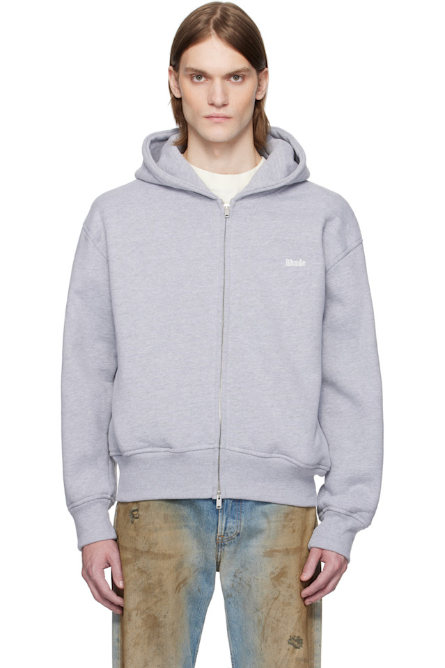 

Классический худи на молнии Rhude, серый