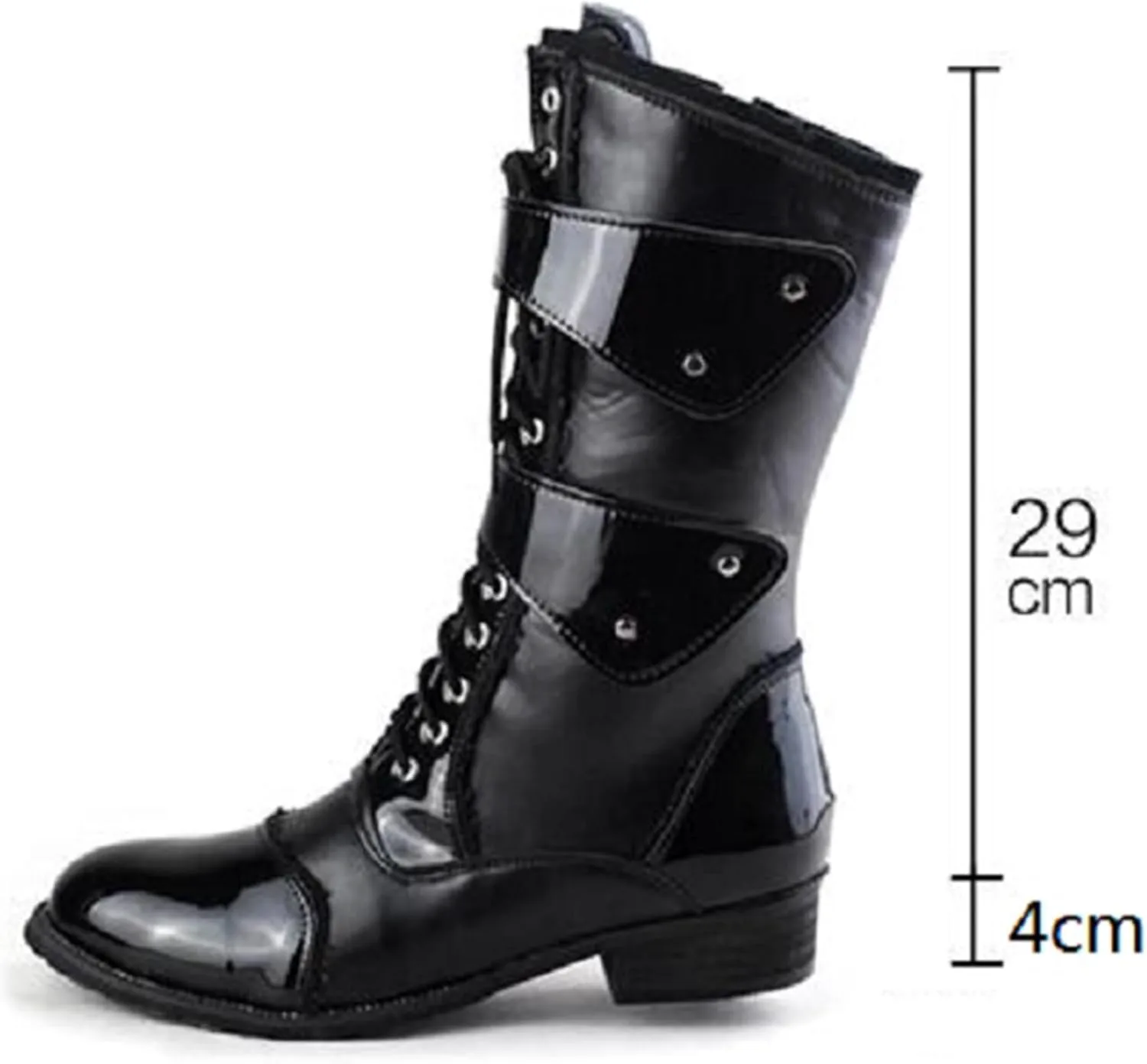 

Мужские высокие ботинки на шнуровке с пряжкой и боковой молнией, стиль ковбой, из искусственной кожи, водонепроницаемые, Tebapi