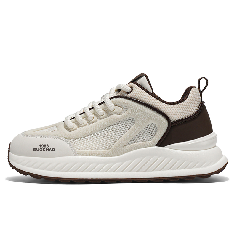 

Kung Fu Partners устойчивые к истиранию дышащие низкие детские повседневные кроссовки для подростков GONGFUHUOBAN, белый коричневый