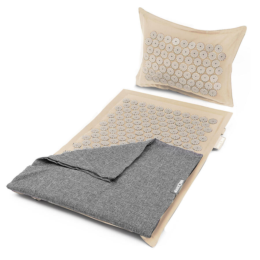 

NEOLYMP Набор ковриков для акупрессуры – бежево-серый – 5670 точек с подушкой и сумкой для переноски