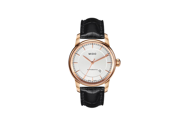 

MIDO Часы Baroncelli Automatic Mechanical Movement Women's Watch Watch 29mm Gold Dial Stainless Steel Case Leather Strap, Silver